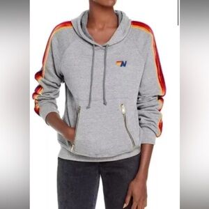 Aviator Nation Rare Grey 5 Velvet Stripe Sweatshirt